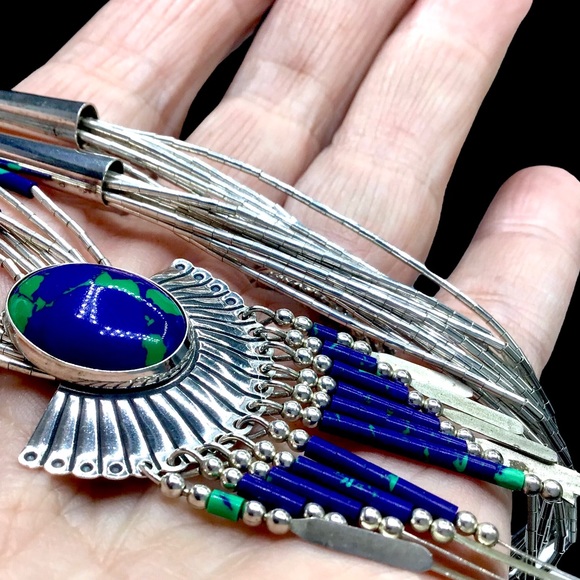🌺Vintage Navajo Azurite Malachite Necklace - Picture 6 of 16